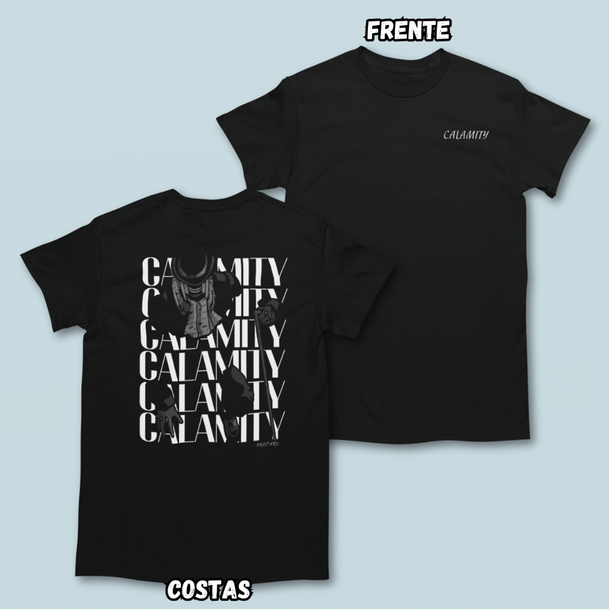 Nome do produto: Camiseta Calamity Wou Frente Costas