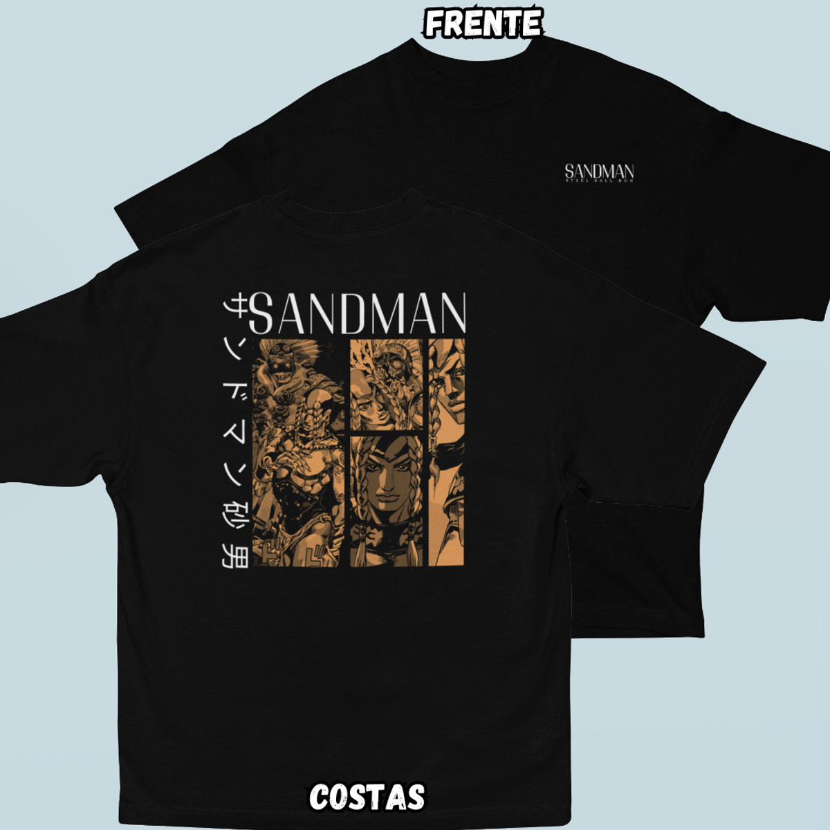 Nome do produto: Camiseta Oversized Sandman Frente Costas