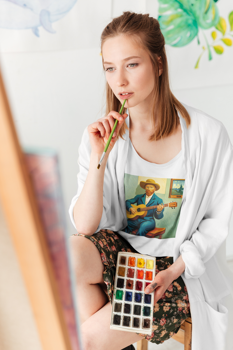 Nome do produto: Camiseta Baby Look Van Gogh Uke&Pintura