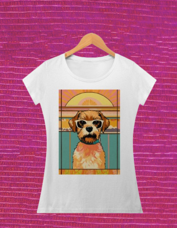 Camisa Feminina Cachorro de óculos