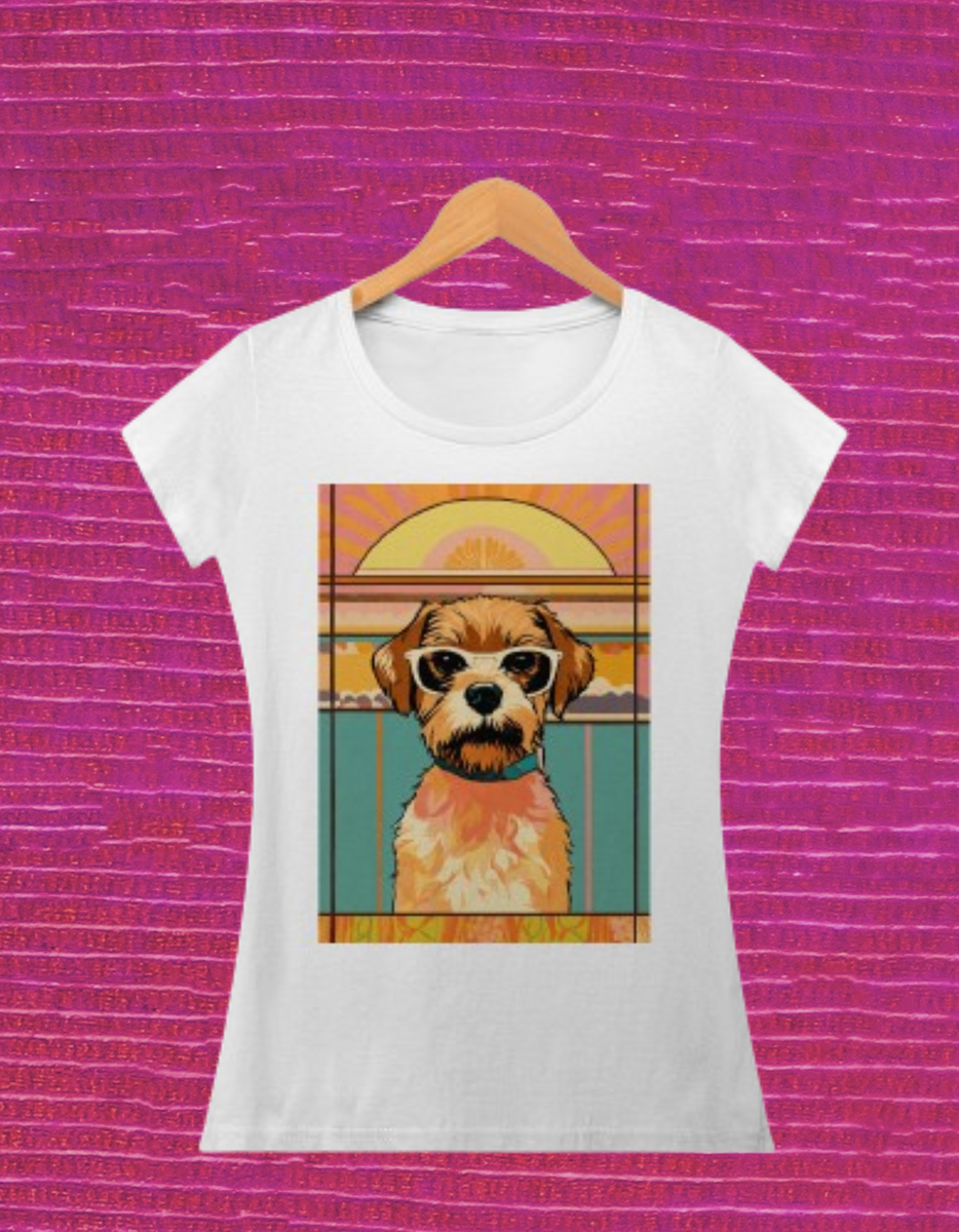Nome do produto: Camisa Feminina Cachorro de óculos