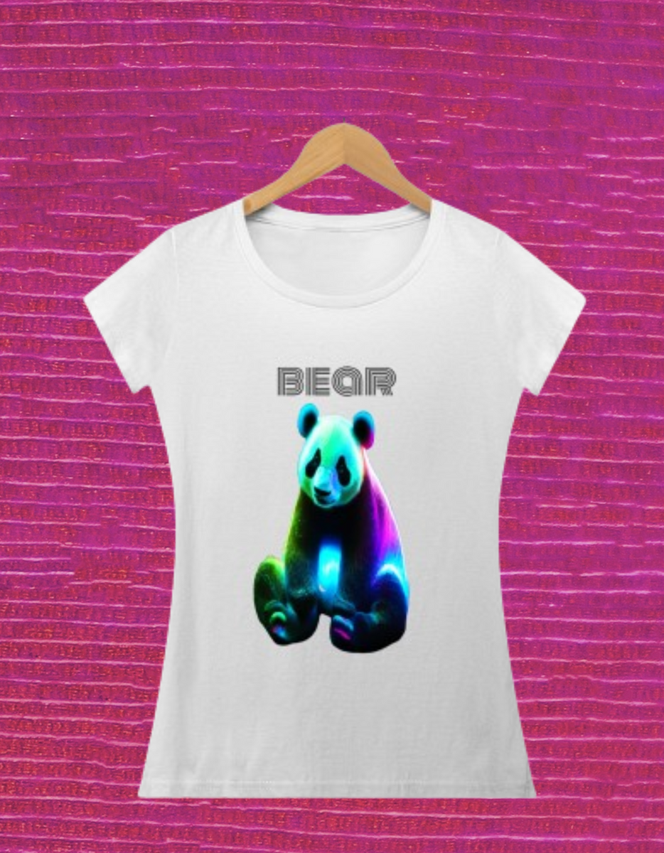 Nome do produto: Camisa Feminina Urso Colorido