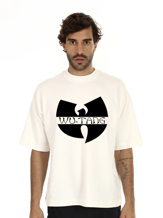 Camiseta de Malha Oversized Wu Tang Clan Logo-Nome Preto