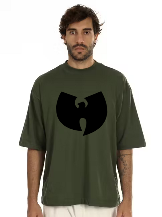 Camiseta de Malha Oversized Wu Tang Clan Logo Preto