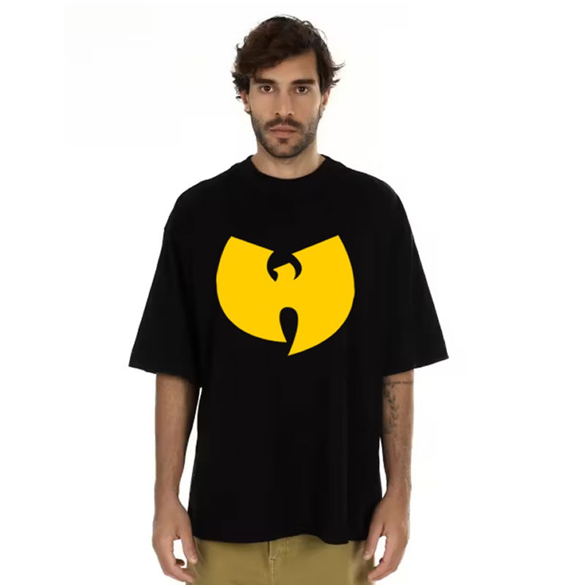 Nome do produto: Camiseta de Malha Oversized Wu Tang Clan Logo Amarelo