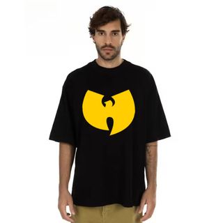 Camiseta de Malha Oversized Wu Tang Clan Logo Amarelo