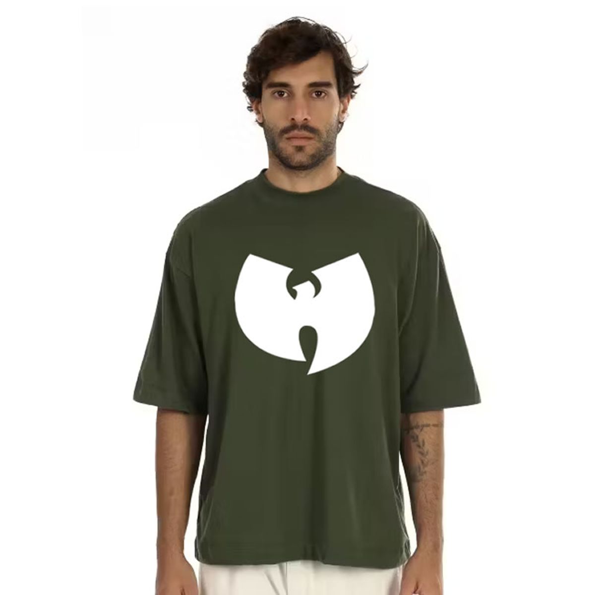 Nome do produto: Camiseta de Malha Oversized Wu Tang Clan Logo Branco