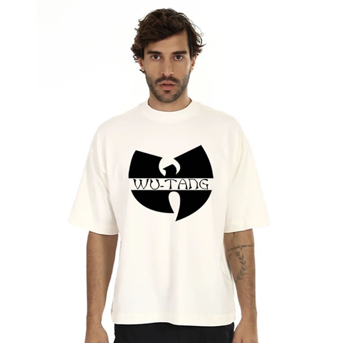 Nome do produto: Camiseta de Malha Oversized Wu Tang Clan Logo-Nome Preto