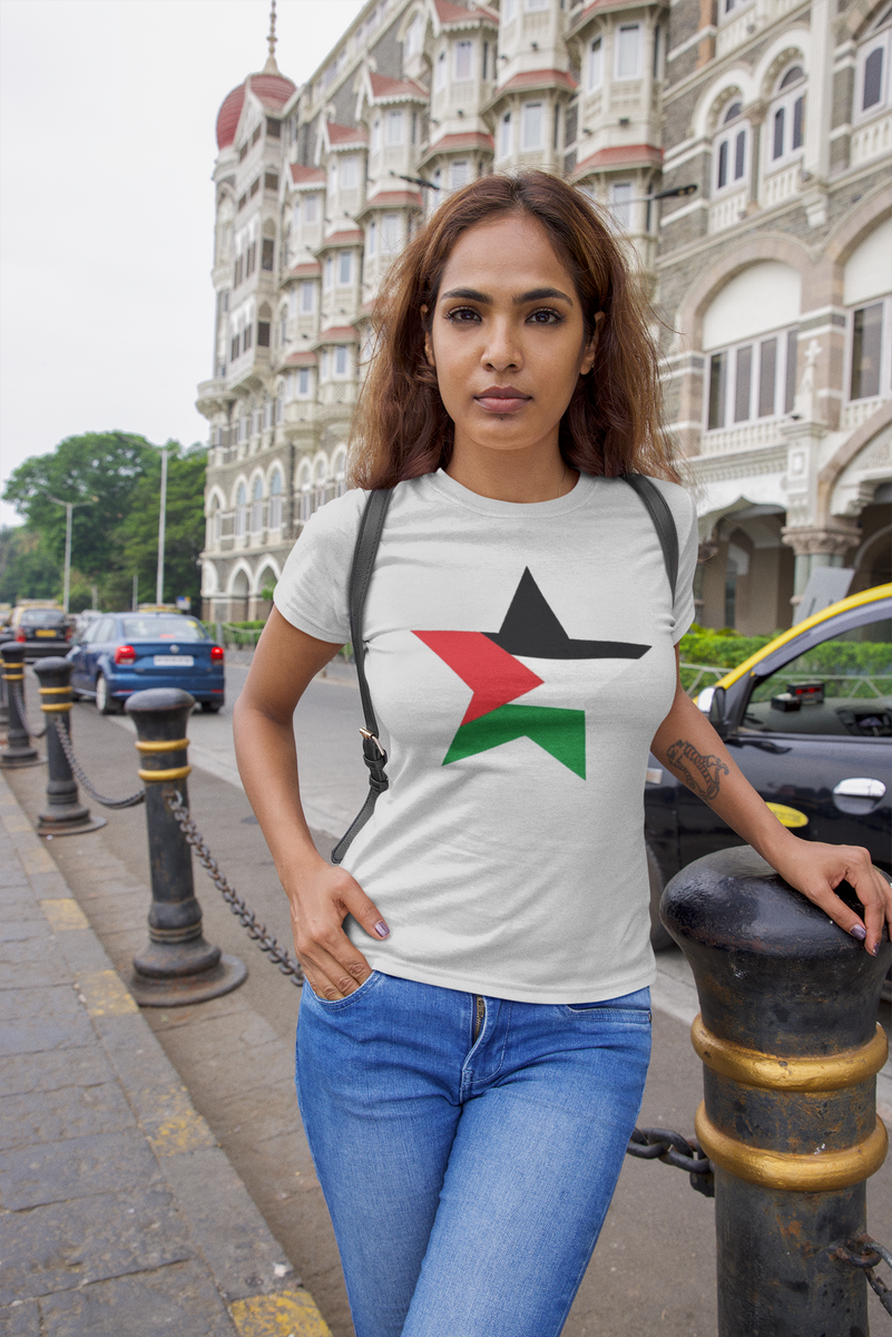 Nome do produto: T-shirt Baby Look Estrela Palestina