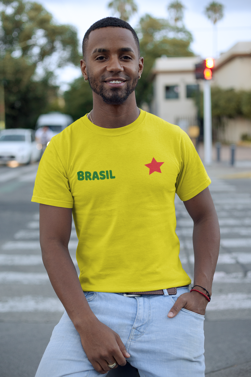 Nome do produto: T-shirt  Tradicional BRASIL & ESTRELA