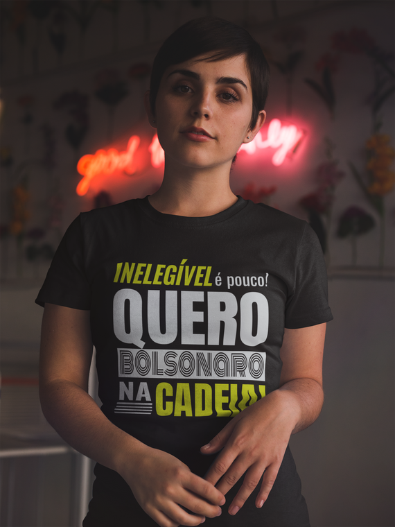 T-shirt Baby Look Bolsonaro Na Cadeia!