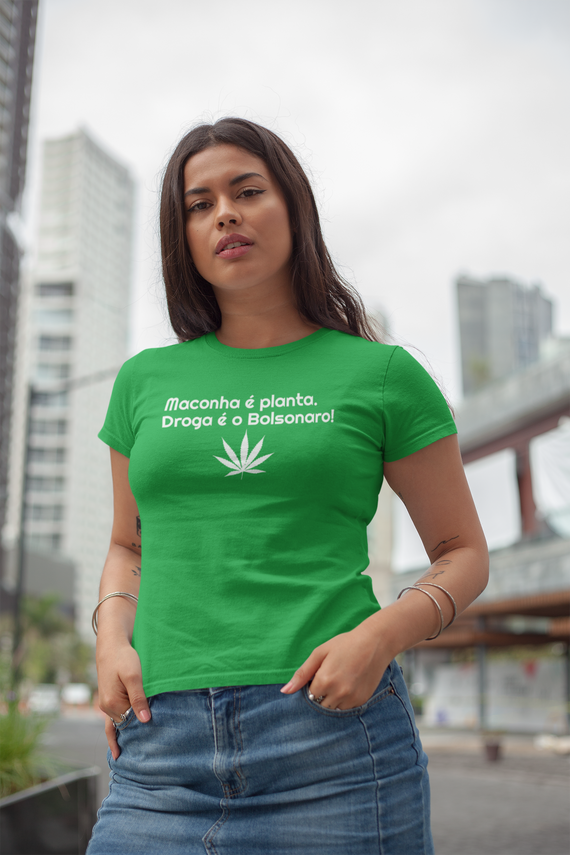 T-shirt Baby Look Droga é o Bolsonaro