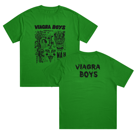 VIAGRA BOYS - CAMISETA FRENTE E COSTAS - VERDE, VERMELHA E BRANCA