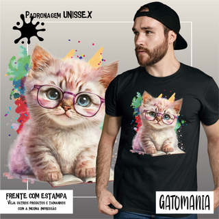 Nome do produtoCamiseta Gato Fofo de óculos com livro  Seremcores