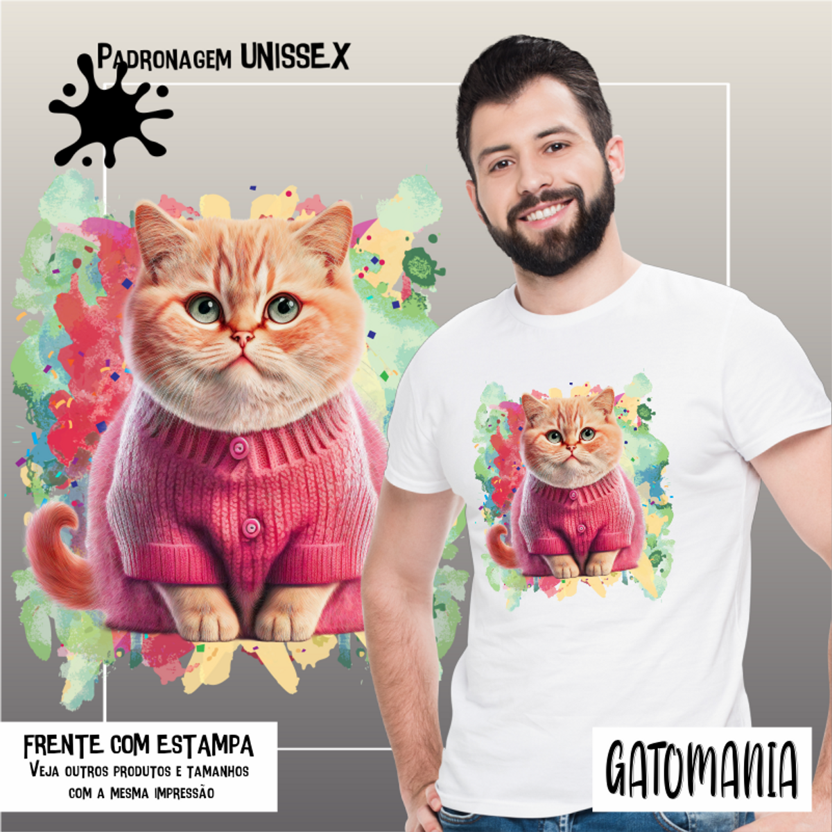 Nome do produto: Camiseta de Gato Fofo pink Seremcores 