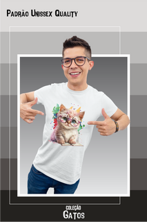 Camiseta Gato Fofo de óculos com livro  Seremcores