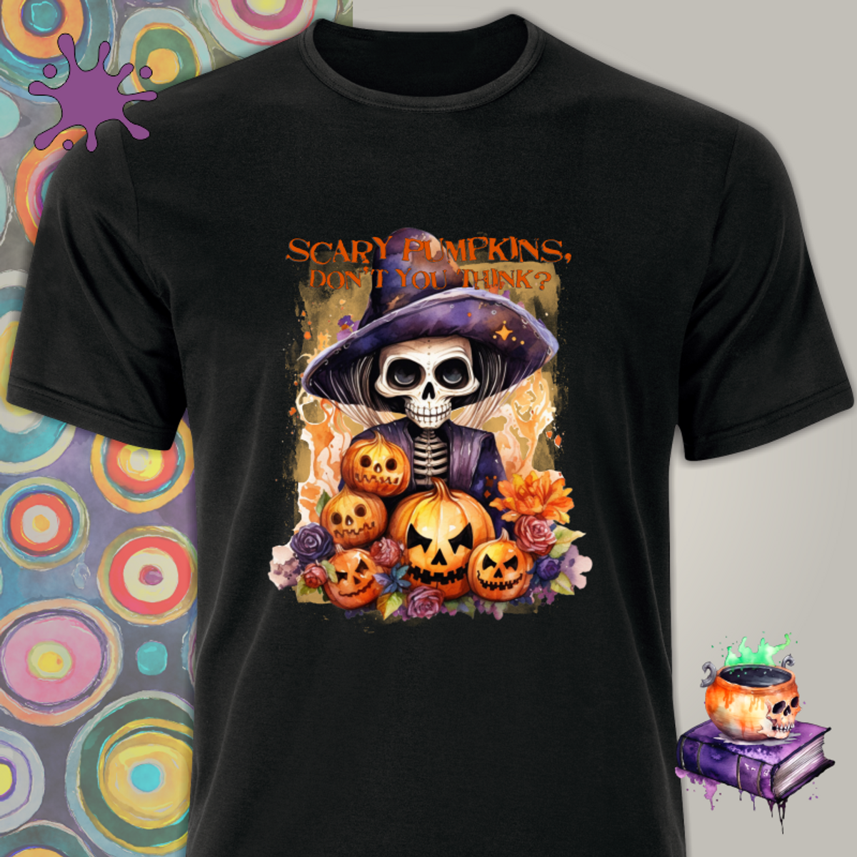 Nome do produto: Camiseta de Esqueleto - Scary Pumpkins - Seremcores 