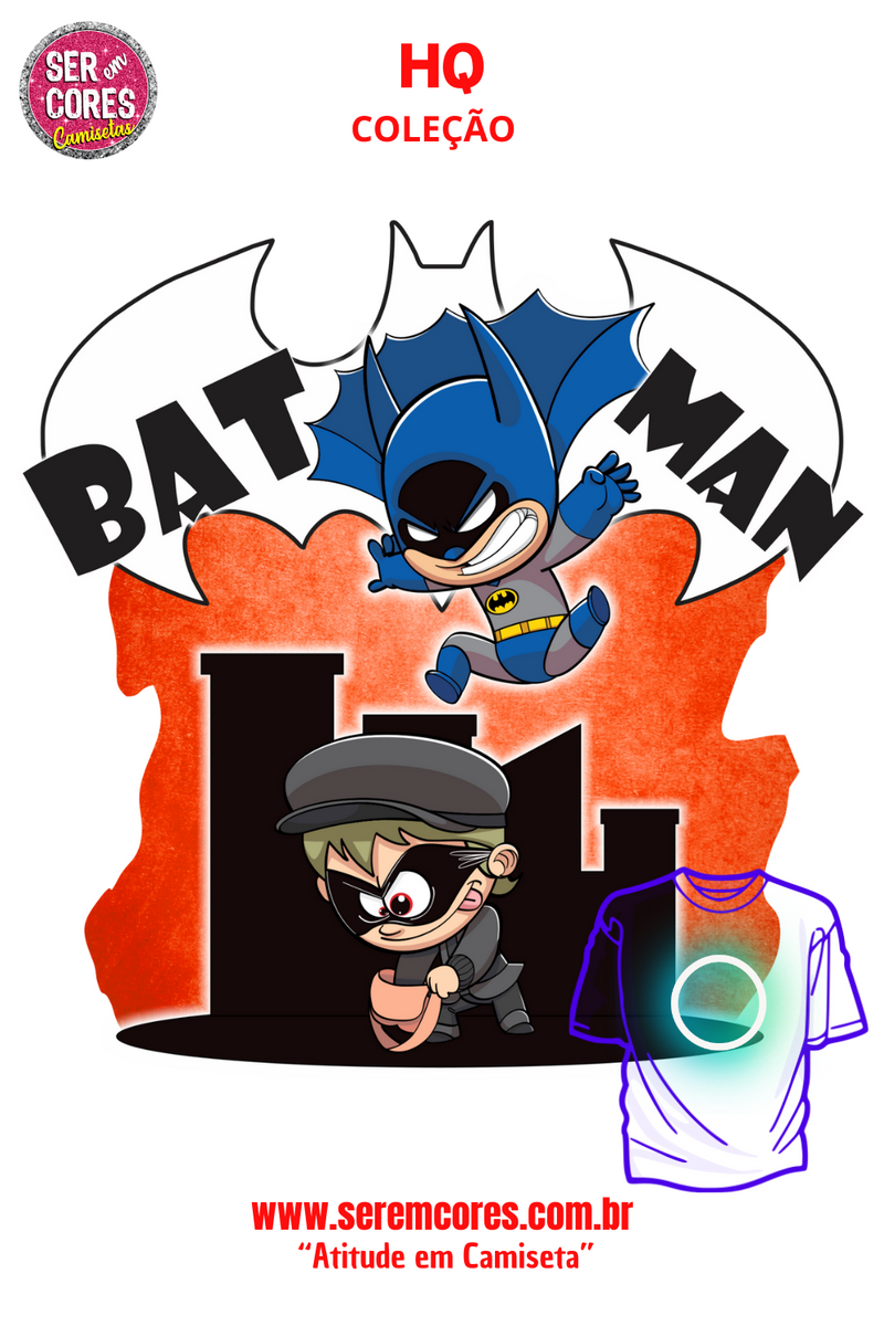 Nome do produto: Camiseta de Heróis - Homem Morcego Seremcores 