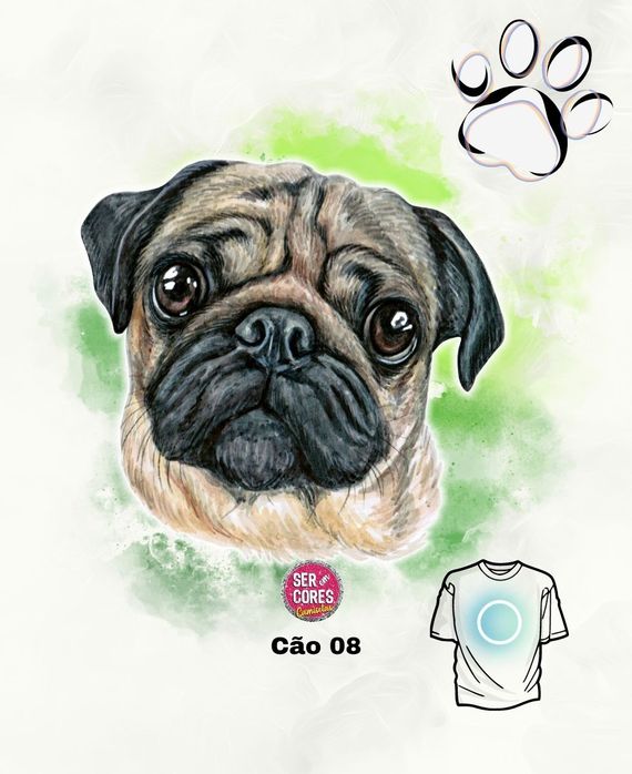Camiseta de Cachorro 08 (pug) Seremcores 
