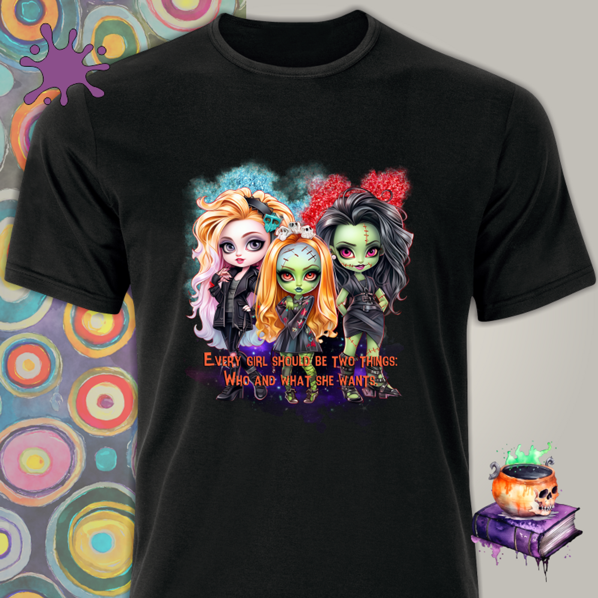 Nome do produto: Camiseta Trio Garotas Zumbi INGLÊS - Seremcores 