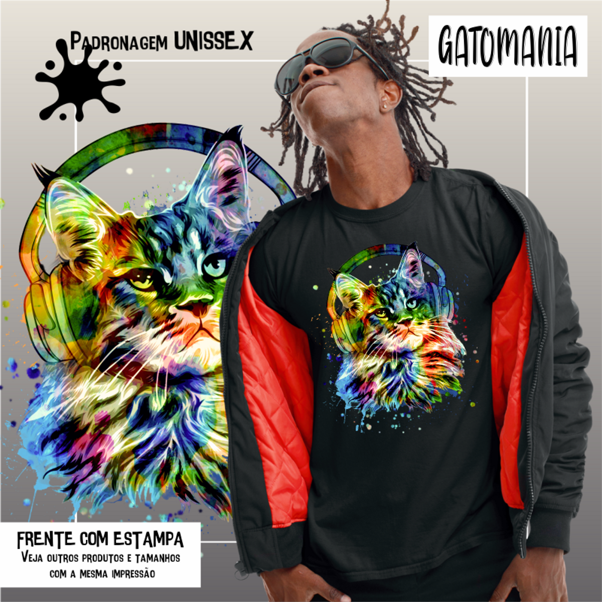 Nome do produto: Camiseta Gato DJ Seremcores 