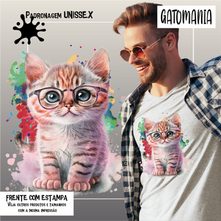 Camiseta de Gato Fofo de óculos Seremcores 