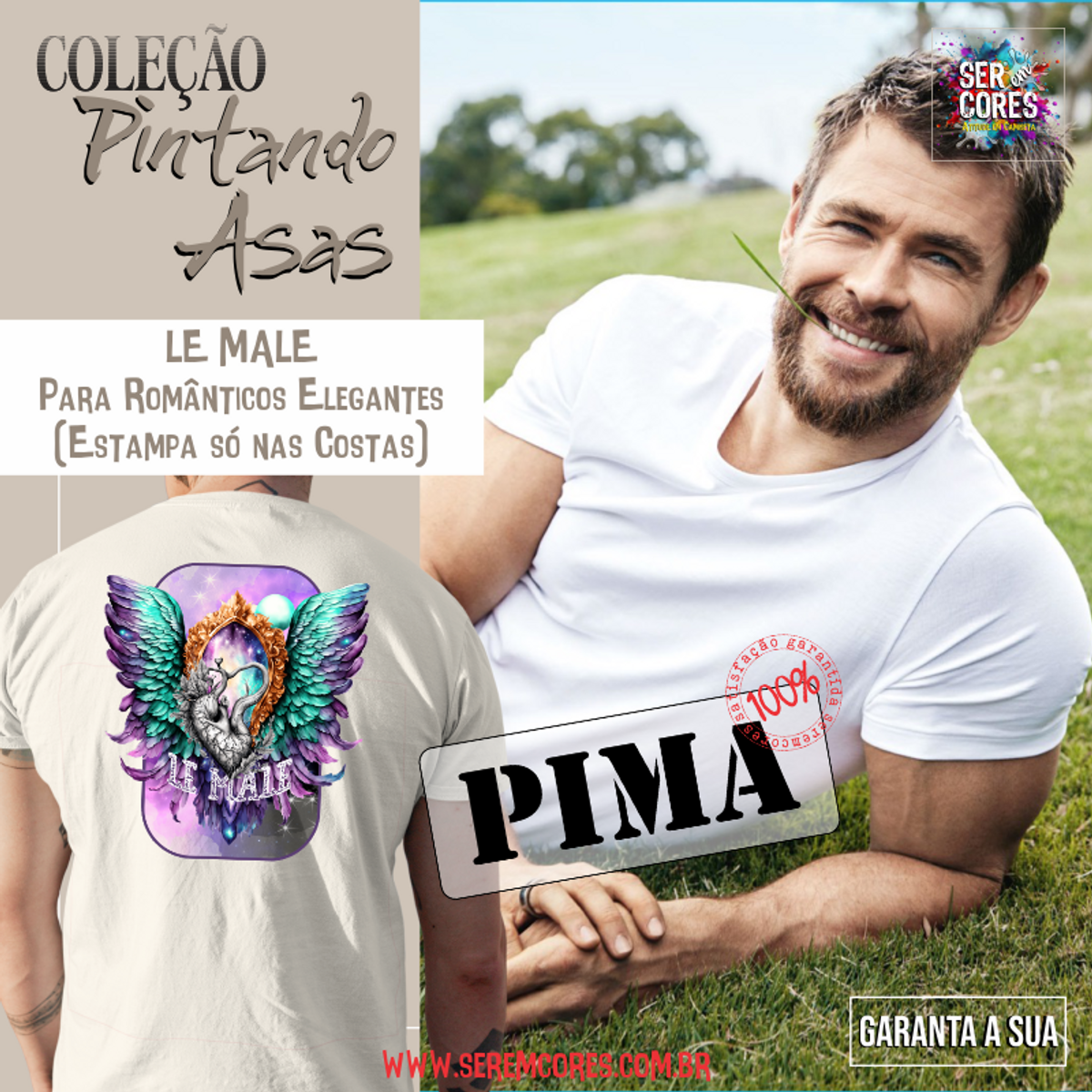 Nome do produto: Camiseta PIMA - LE MALE (costas) Seremcores