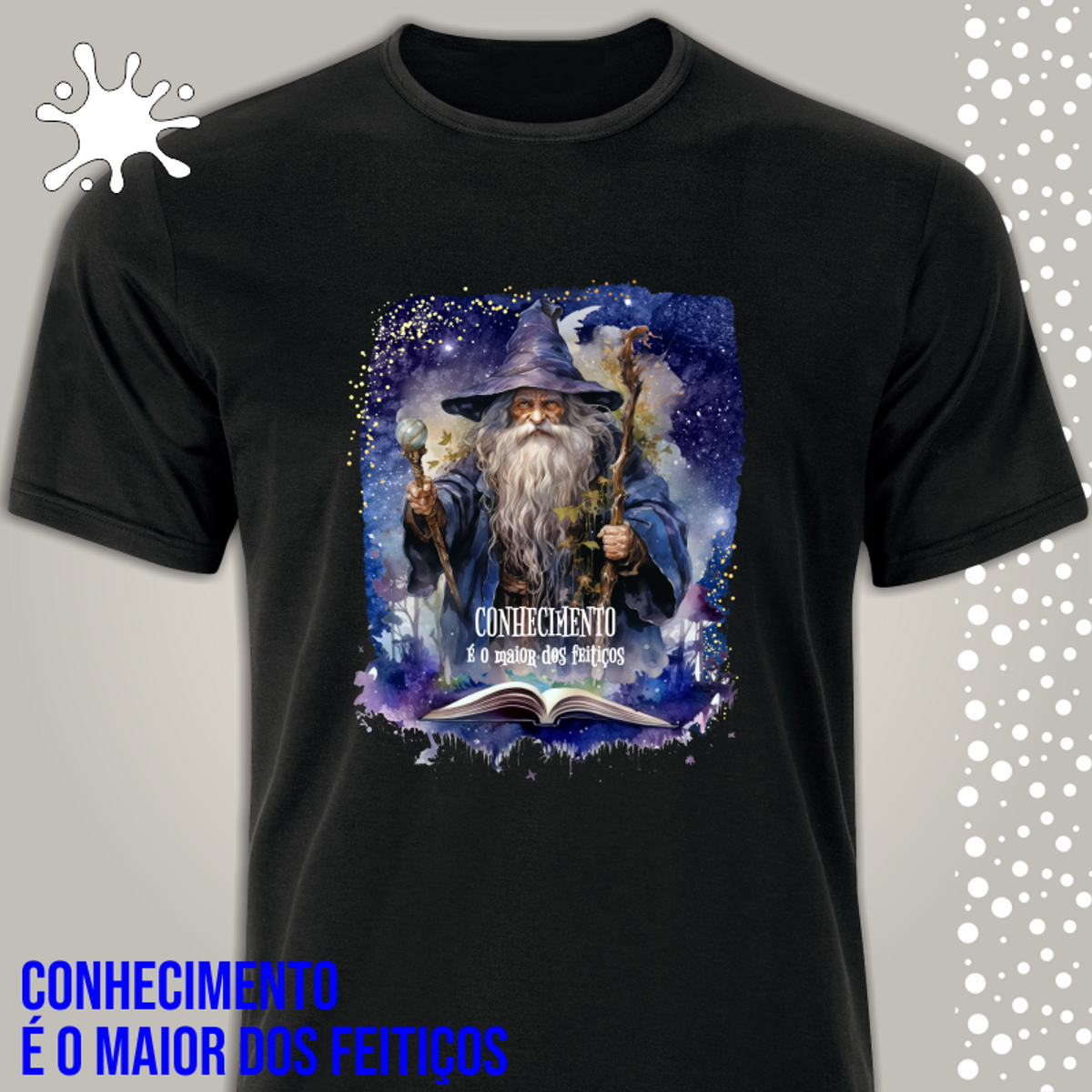 Nome do produto: Camiseta Magos - Conhecimento