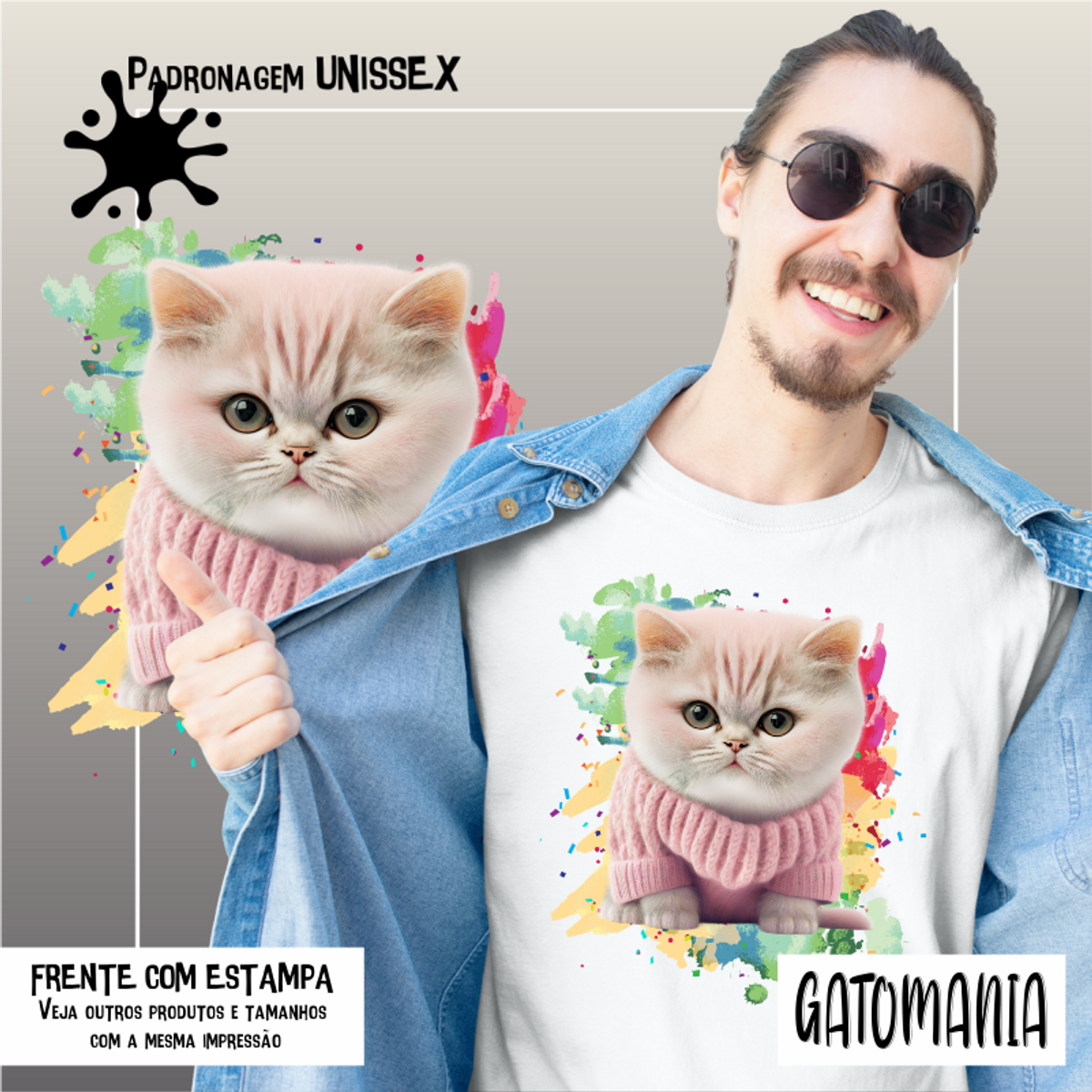 Nome do produto: Camiseta de Gato Fofo de rosa Seremcores 