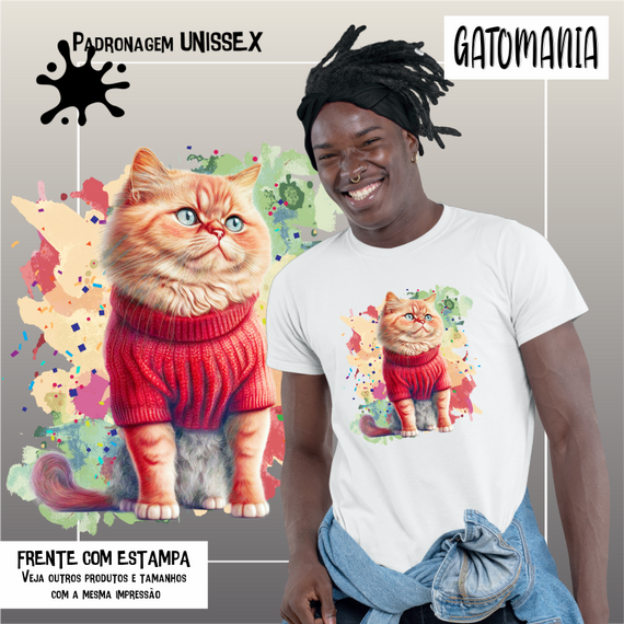 Camiseta de Gato Fofo de vermelho Seremcores 