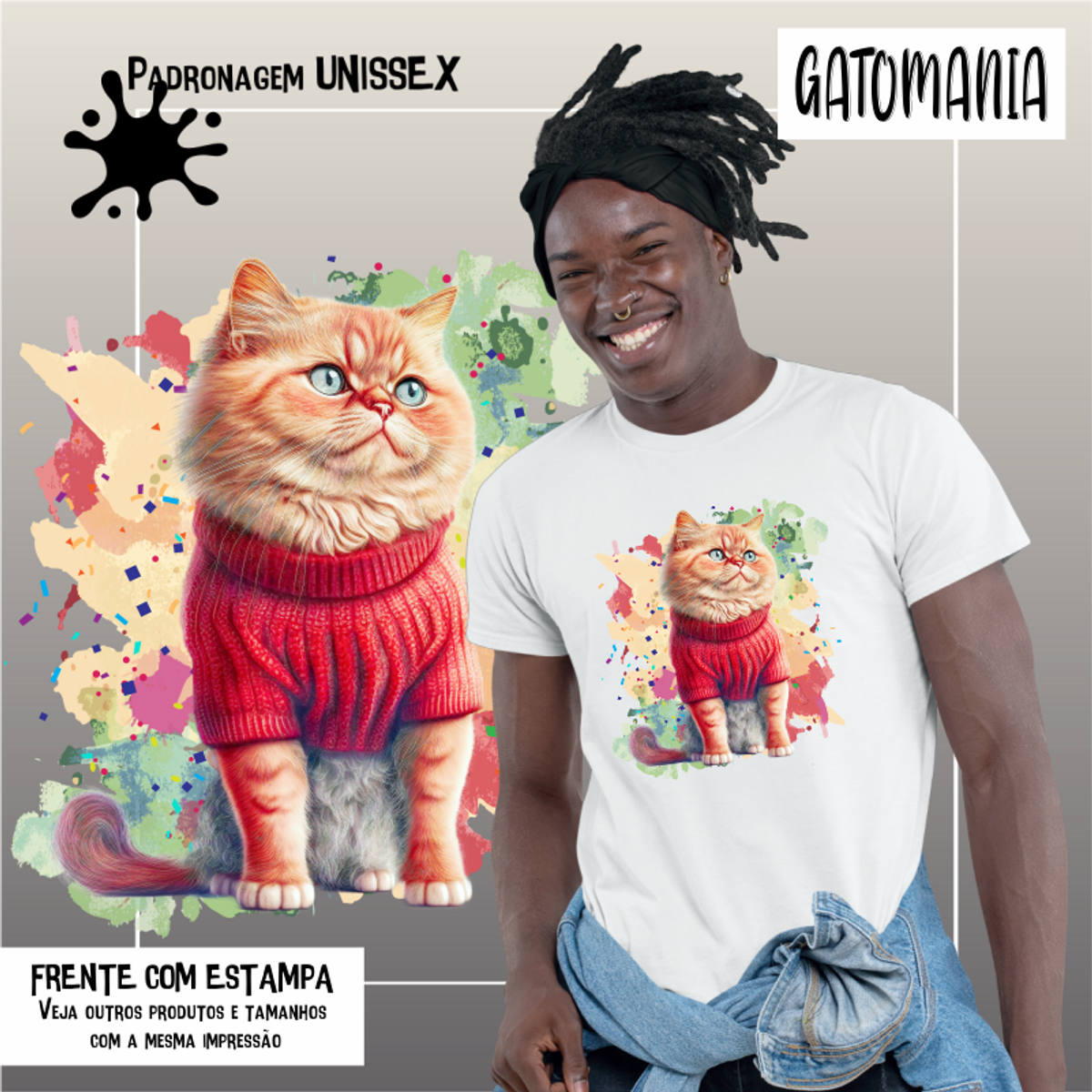 Nome do produto: Camiseta de Gato Fofo de vermelho Seremcores 