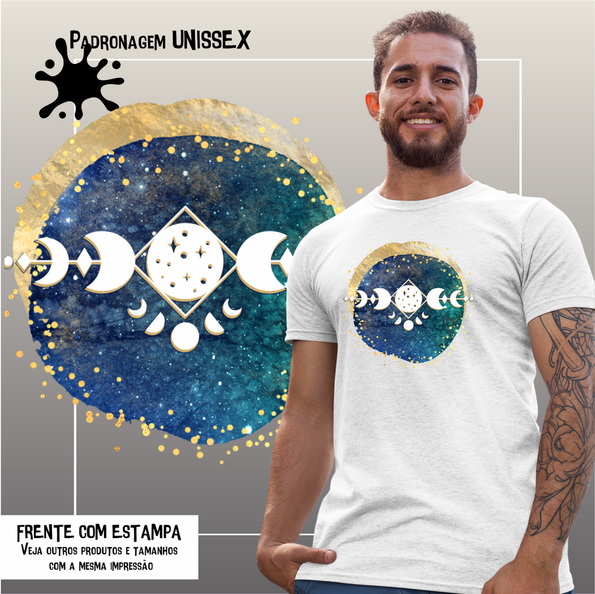 Nome do produto: Camiseta de Fases da Lua zz Seremcores 