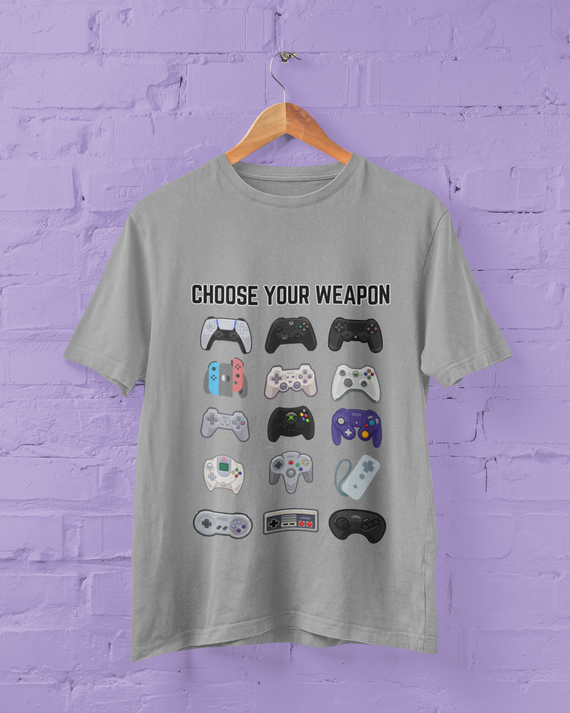 Camiseta 'Escolha sua Arma'