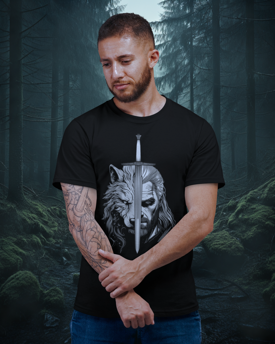 Nome do produto: Camiseta The Witcher Metade Lobo