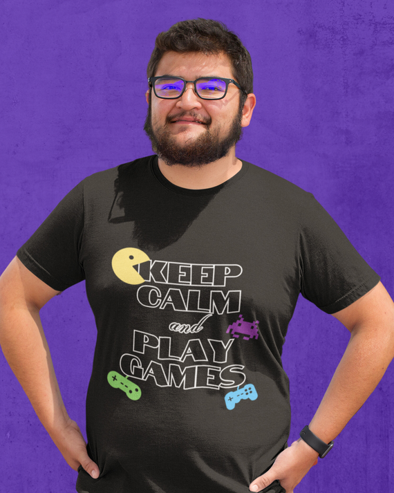 Camiseta Plus Size Keep Calm and Play Games