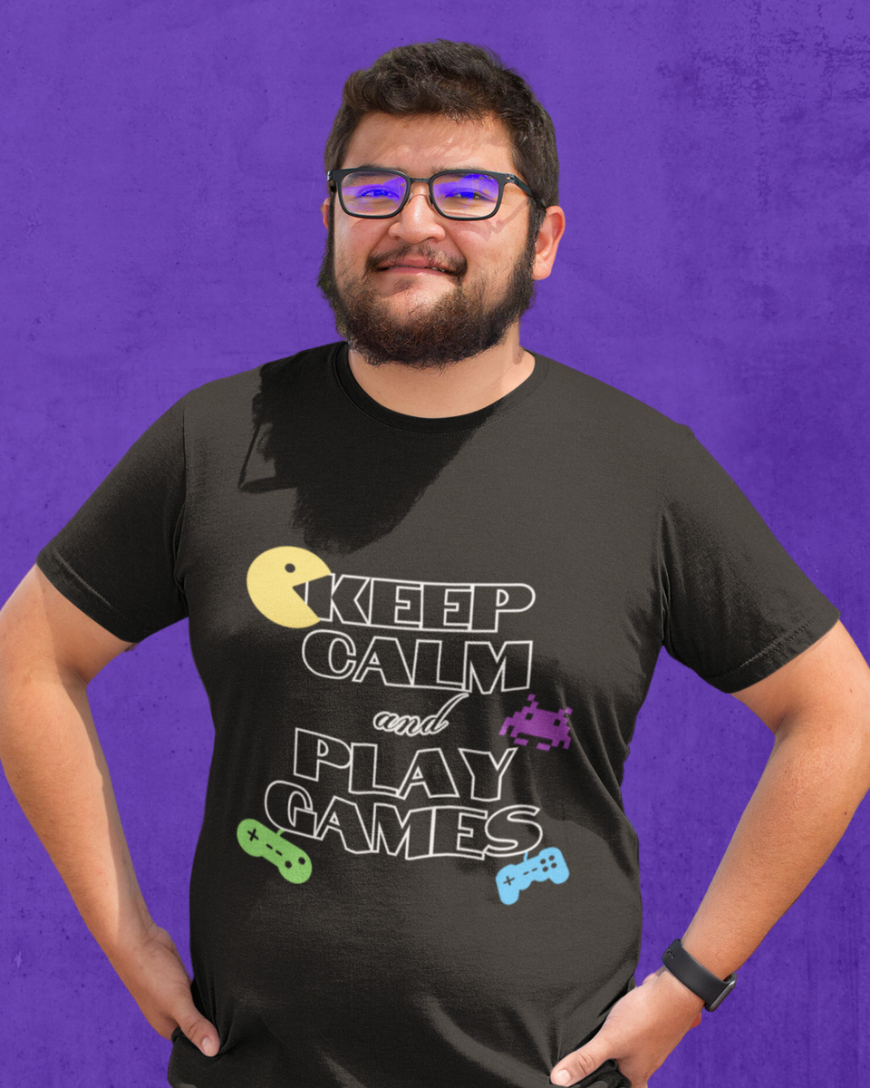 Nome do produto: Camiseta Plus Size Keep Calm and Play Games