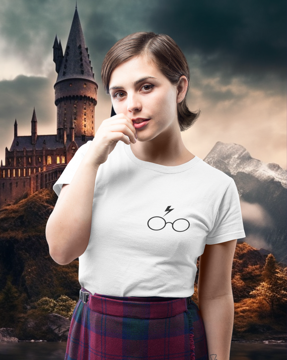 Camiseta Baby Look Óculos Harry Potter