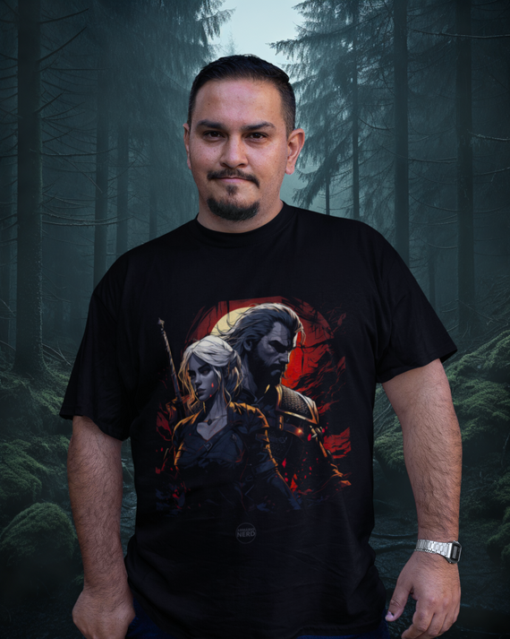 Camiseta Plus Size The Witcher Geralt e Ciri