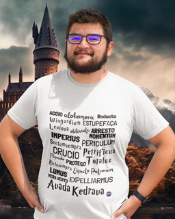 Camiseta plus size masculina feitiços cinza, Harry Potter