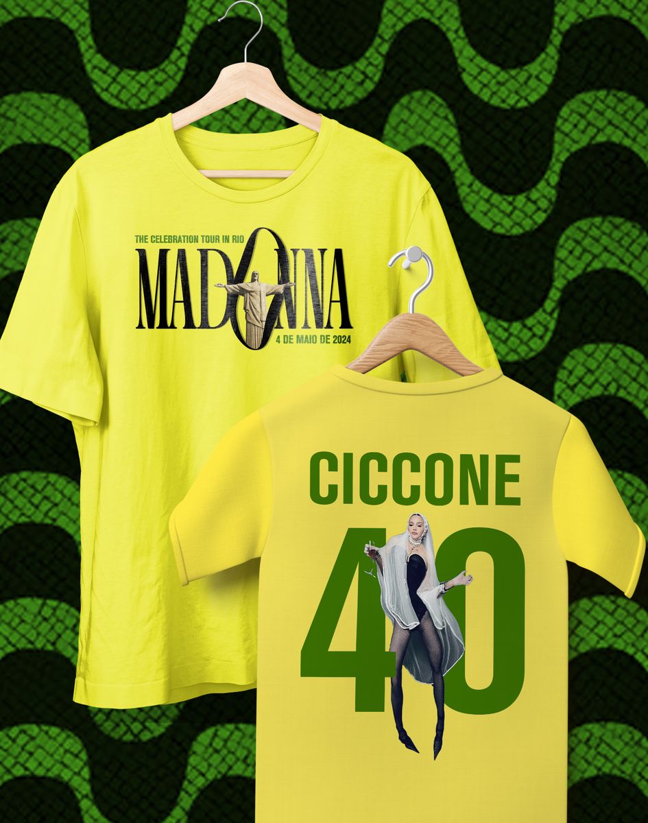 Nome do produto: Camiseta CICCONE Brasileira Celebration Tour (Amarela ou Branca)