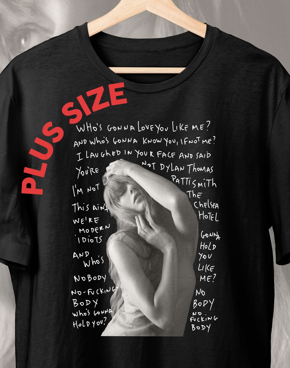 Nome do produto: Camiseta Plus Size Taylor Swift (Letra da Música TTPD)