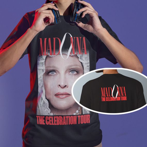 Camiseta preta Celebration tour (Santa Madonna)