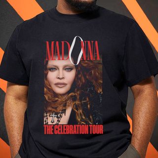 Nome do produtoCamiseta PLUS SIZE Madonna Celebration tour (Vanity Fair)