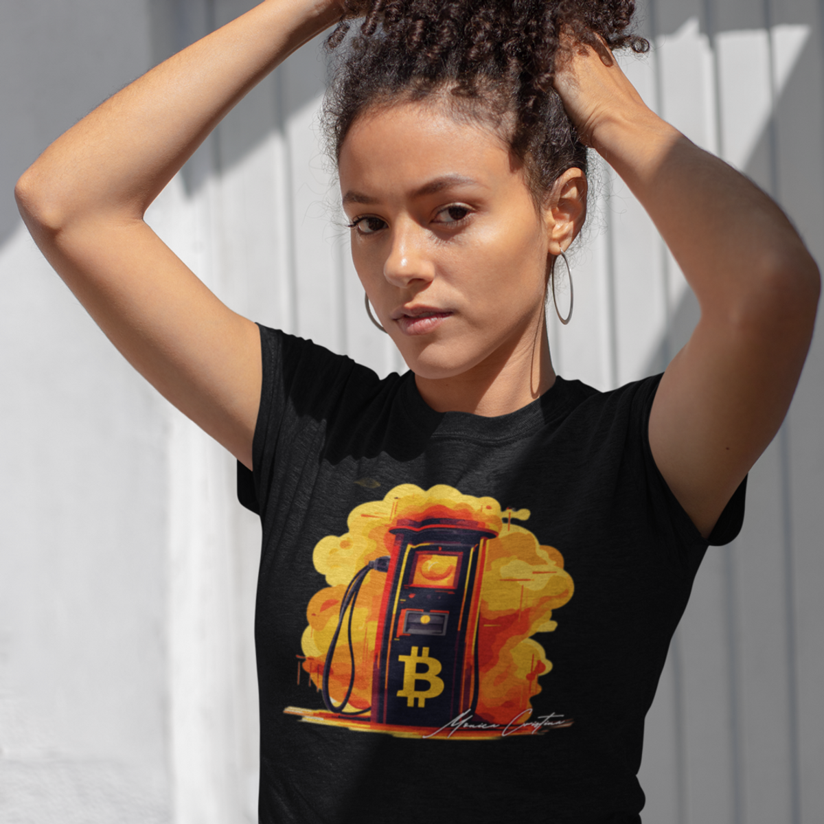 Nome do produto: Camiseta Feminina Bitcoin 1 - IA Art Design