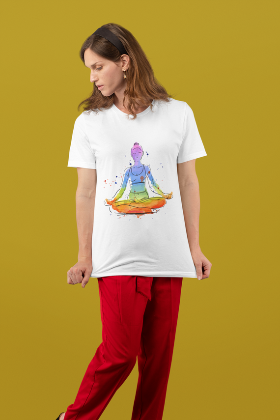 T-Shirt Mulher Meditando