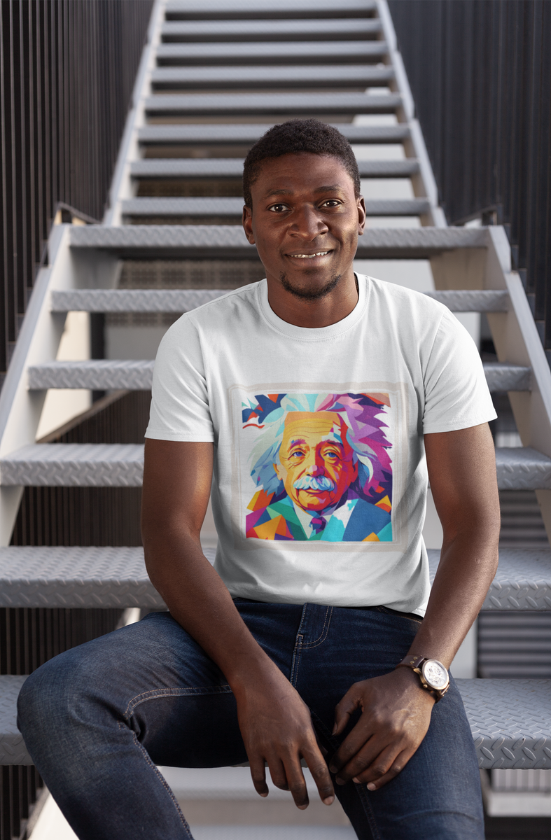 Nome do produto: T-Shirt Retrato Ilustrado Einstein