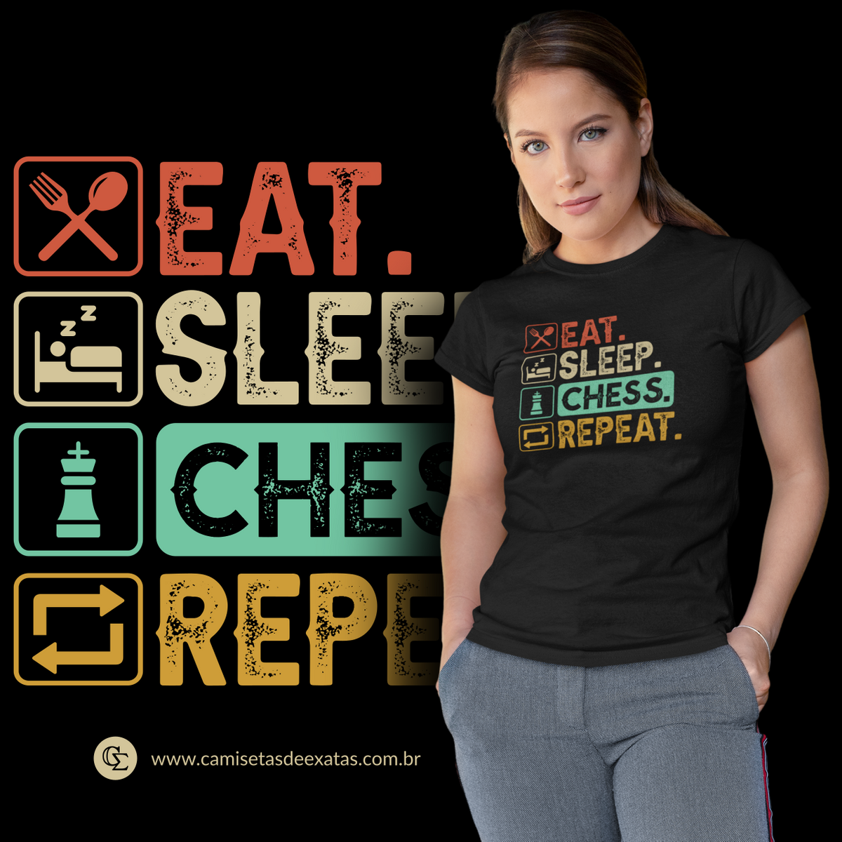 Nome do produto: EAT SLEEP CHESS REPEAT