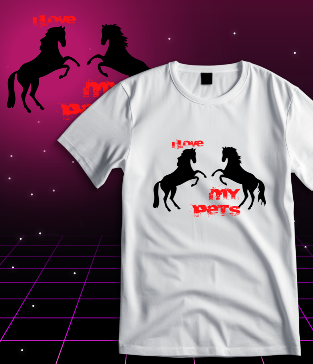 Nome do produto: T-Shirt Quality - I Love Pet - Cavalos