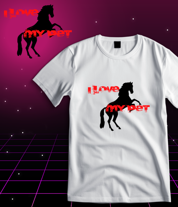 T-Shirt Quality - I Love Pet - Cavalo