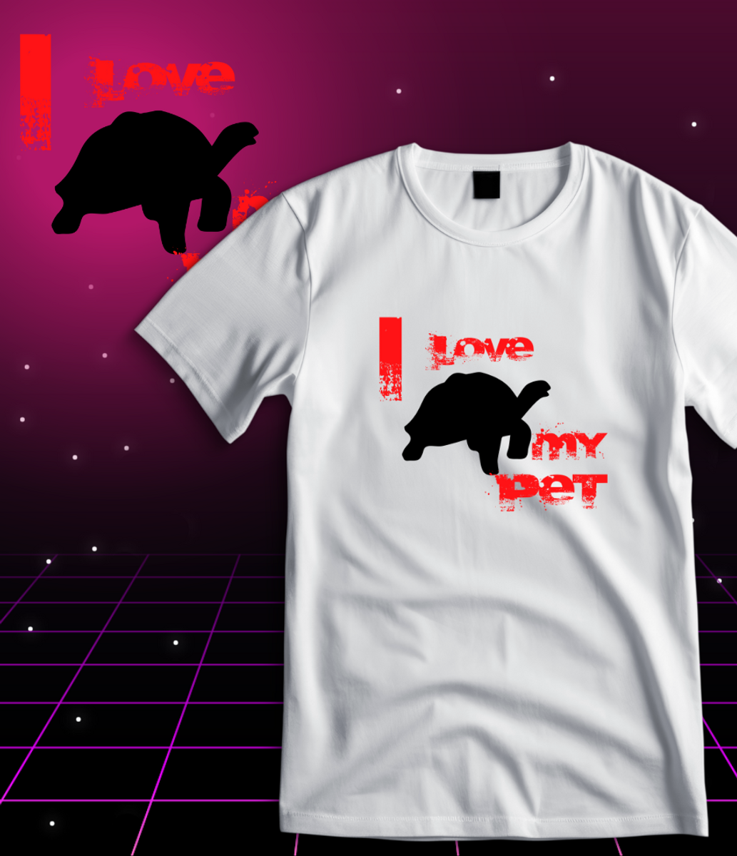 Nome do produto: T-Shirt Quality - I Love My Pet - Tartaruga